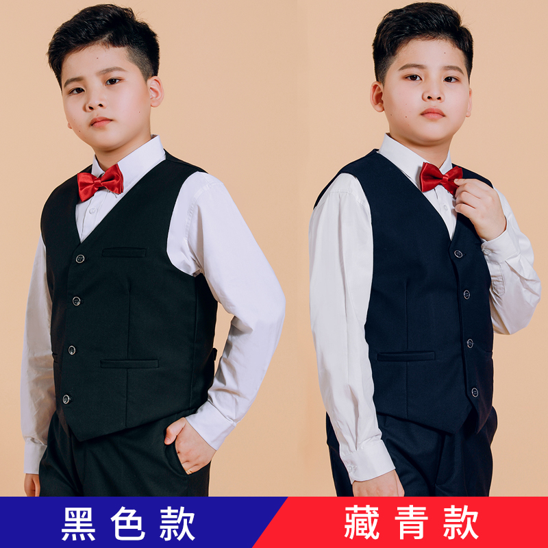胖童专用礼服套装男童夏季表演大童加肥加大花童主持人钢琴演出服