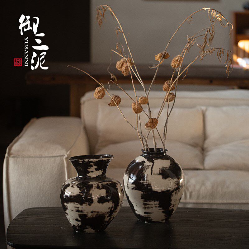 景德镇新中式客厅玄关陶瓷花瓶小清新干花花器摆件插花水培插鲜花