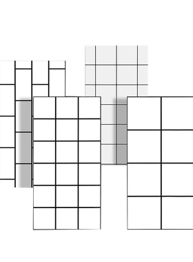 仿瓷砖黑白格子方块奶茶餐饮小吃店贴墙板翻新装修北欧风自粘墙贴