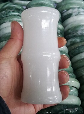 天然阿富汗玉笔筒玉石笔筒桌面摆件简约家居饰品白玉笔筒摆件复古