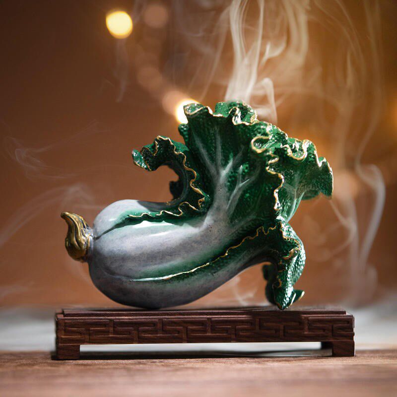 守藏朱炳仁铜 百财进宅铜制摆件 财源广进开业礼品白菜高风亮节