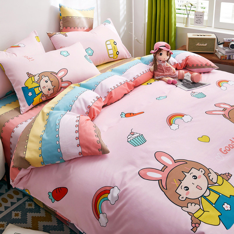 牛油果绿色四件套全棉纯棉床单被套清新绿一1米8八床上用品三件套