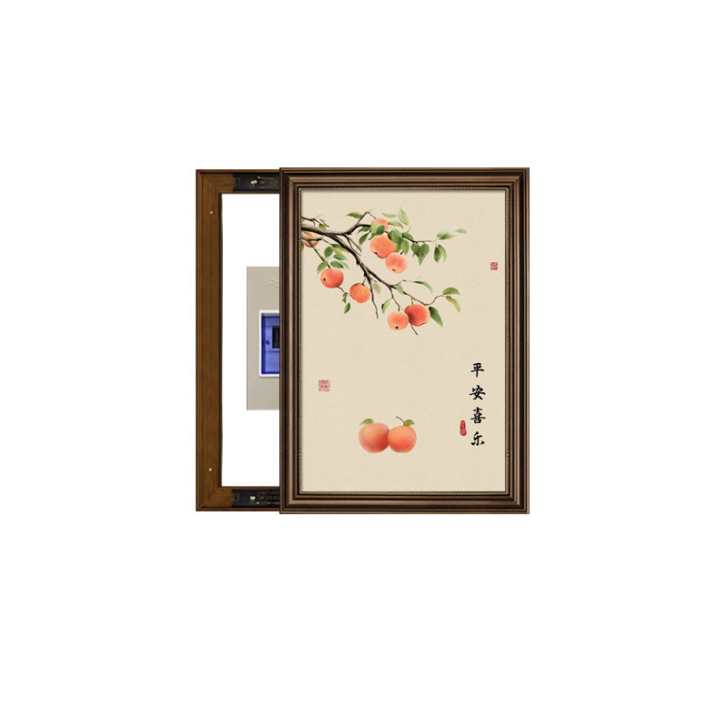 新中式电表箱装饰画平安喜乐电闸箱遮挡墙画竖版电表盒配电箱油画