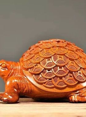 黑檀木雕龟摆件实木质乌龟雕刻家居客厅玄关装饰办公室桌面摆设品