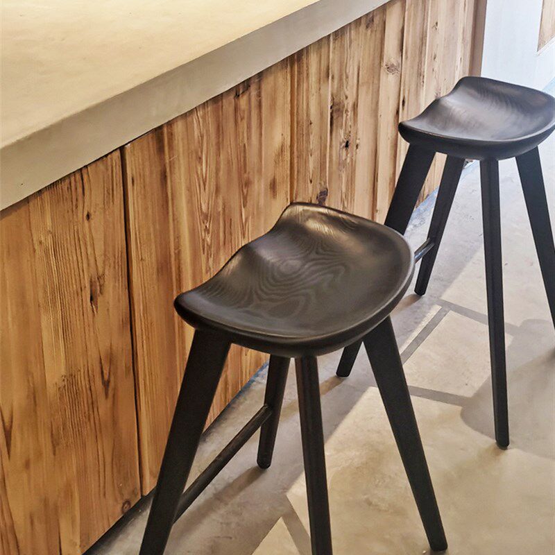 北欧实木吧台椅酒吧桌椅子吧凳家用个性创意黑色岛台高椅高脚凳子