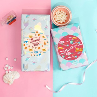 500张 饰标签 卷卡通手绘谢谢贴纸可爱贴画礼物封口贴节日手工装