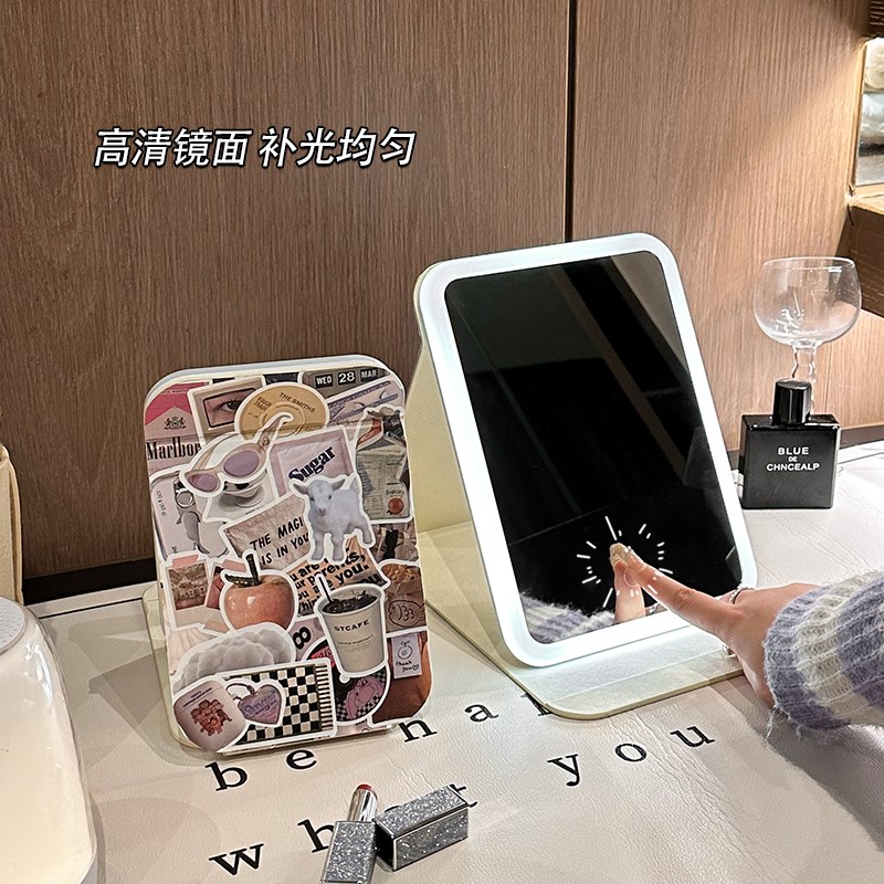 DIY镜子化妆镜学生宿舍随身便携台式梳妆镜桌面可立办公室折叠镜