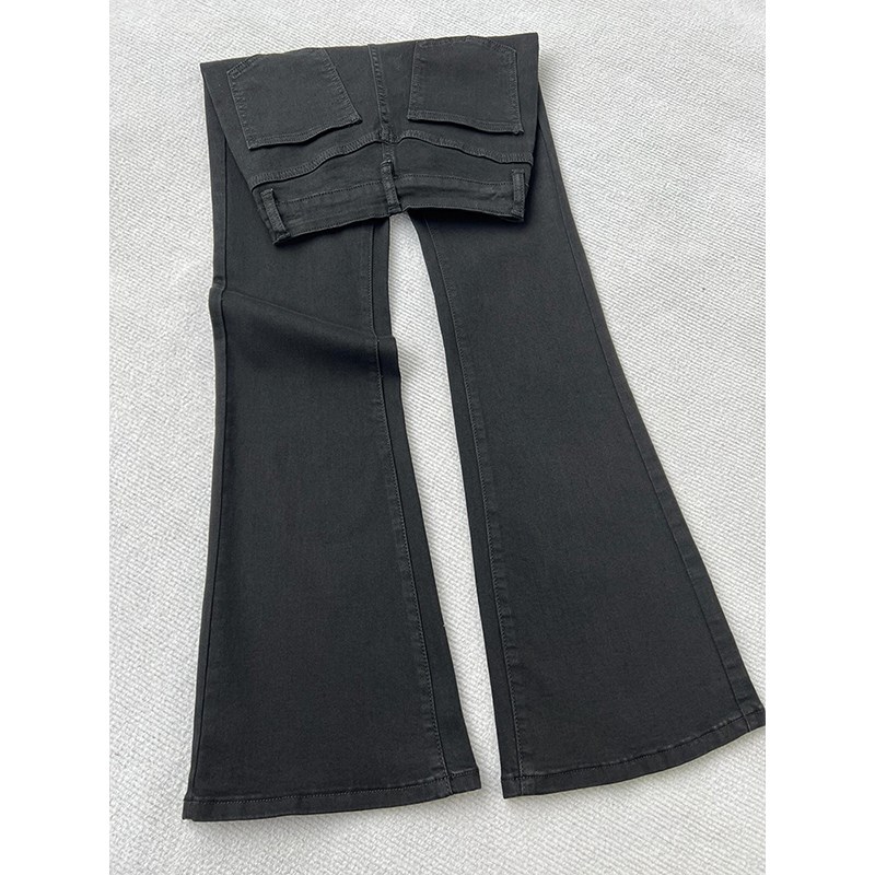 大码黑色微喇牛仔裤女春季大码胖mm遮肚子遮胯宽裤子小个子喇叭裤