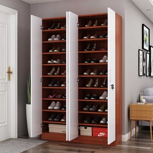 鞋柜带锁门外柜简易家用门口大容量储物柜定制定做木制楼道鞋架橱