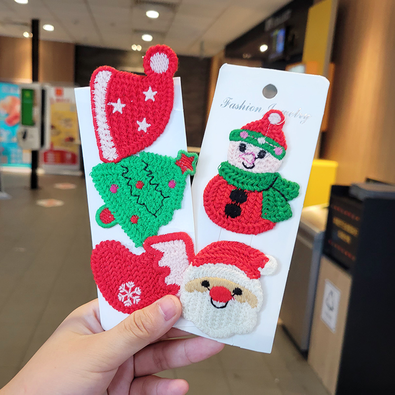 圣诞节针织发夹毛线编织饰品手工发夹发饰发圈发箍发卡碎发夹礼品