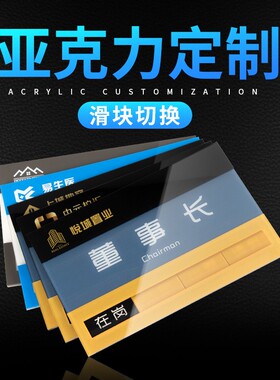 亚克力可更换状态牌高档可替换科室牌切换状态牌会议室状态牌定制