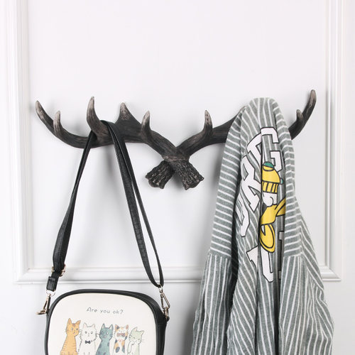 鹿角墙面装饰壁挂个性衣帽架创意门口墙上衣架玄关置物架钥匙挂钩