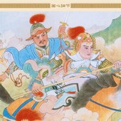 三国演义装 长坂坡单骑救主画像 赵云赵子龙人物画像 饰画绢布挂画