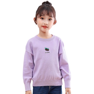 女童针织衫春秋薄款套头低领儿童冬打底衫中大童白色毛衣女宝线衣