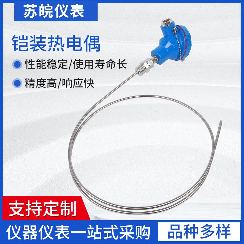 K型铠装热电偶耐高温3039材质WRNK-331可弯曲探针0-1300℃热电阻