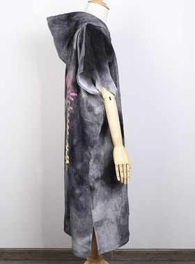 家用a类精梳棉婴幼儿洗澡浴袍浴巾灰色强吸水带帽斗篷式加大浴袍