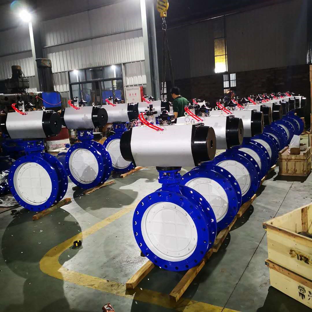 沪天阀门供应气动蝶阀 软密封双偏心法兰蝶阀D643X气动碟阀DN700