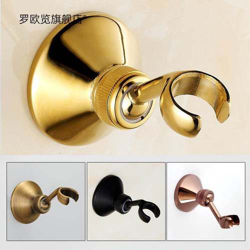 金色黑色仿古全铜入墙式万向活动花洒座手持花洒头支架铜底座