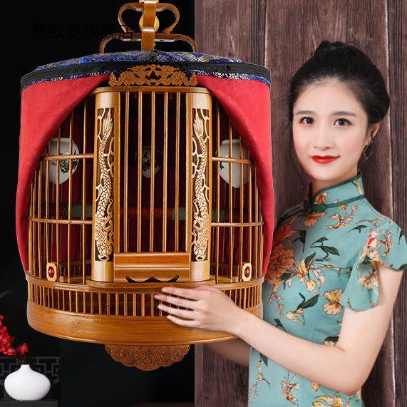 鸟笼竹制画眉八哥鹦鹉专用大号家用全套竹制笼老竹手工精品鸟笼子
