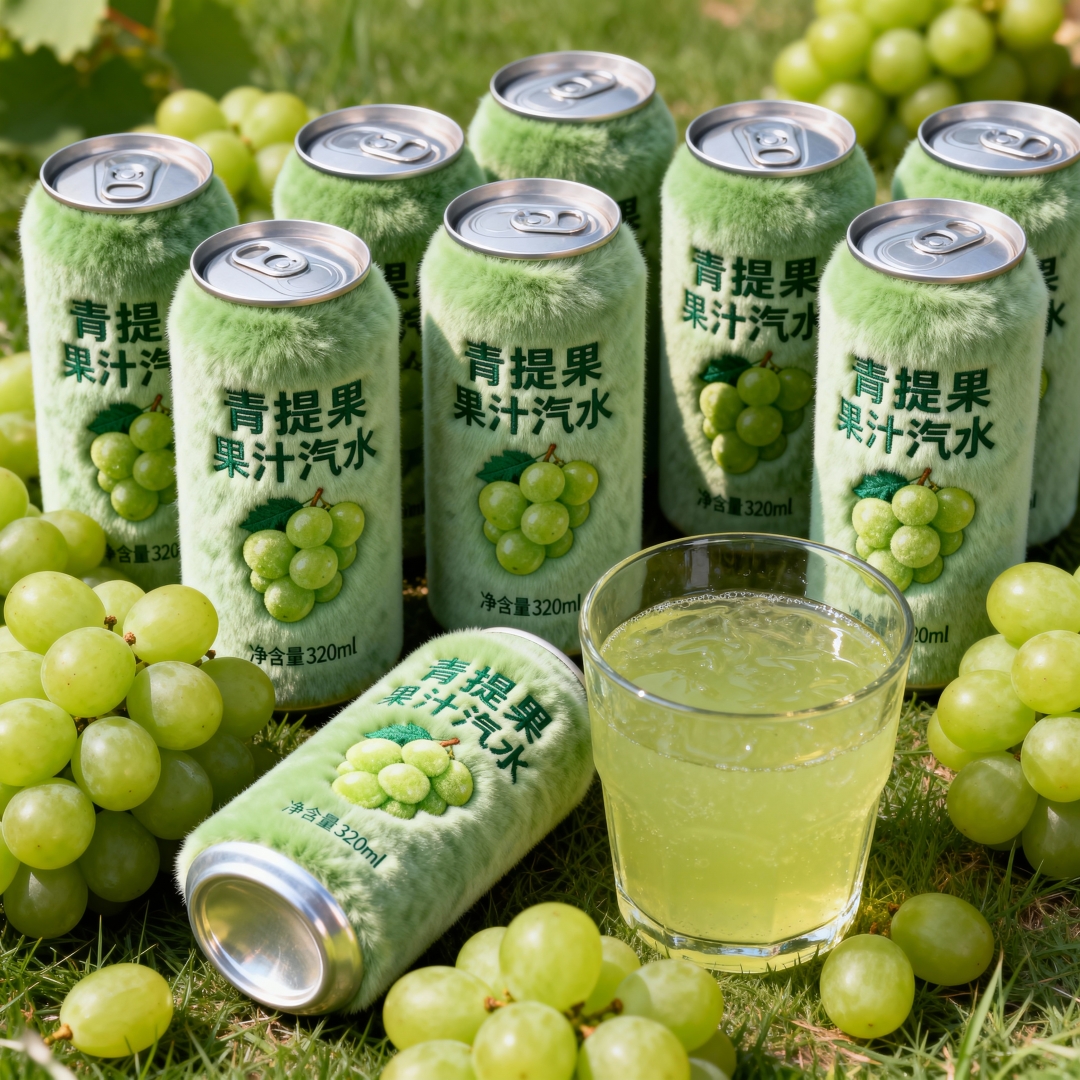 【新品】青提果汁汽水葡萄果汁饮料320ml*8罐烧烤火锅高端饮料