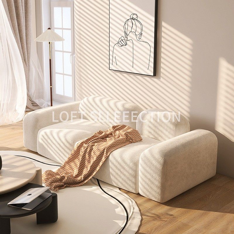 老夫特布艺沙发北欧现代简约小户型客厅轻奢羊羔绒豆腐块双人沙发,收纳整理,其他收纳袋,淘宝优惠券,粉丝福利购,淘宝优惠卷