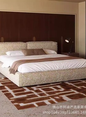 意式极简北欧日式榻榻米softbay高端羊羔绒床奶油侘寂风卧室大床