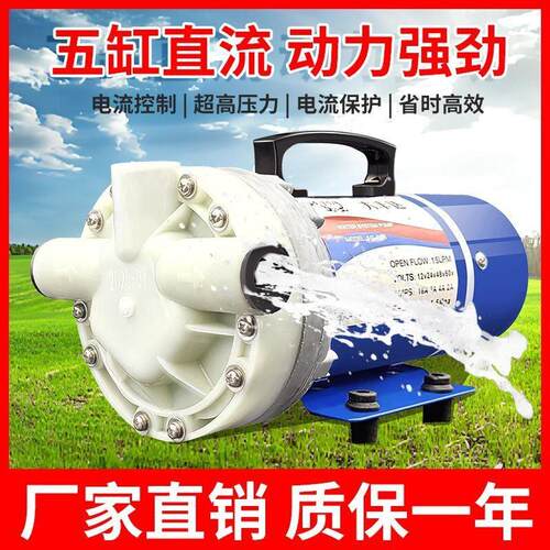 自动打机12V24V48V60V五缸隔膜泵压泵自吸式灌水泵车载打泵