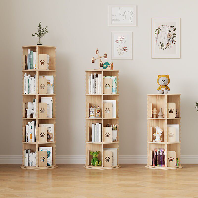 书柜简单会本旋转度收纳置物架落地家用实木儿童36小型卧室0书架