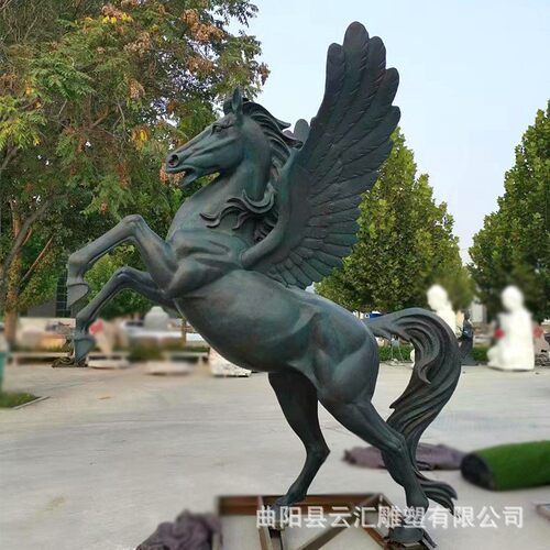 玻璃钢飞马仿真马铜飞马中式园林动物广场景观雕塑青铜工艺品摆件