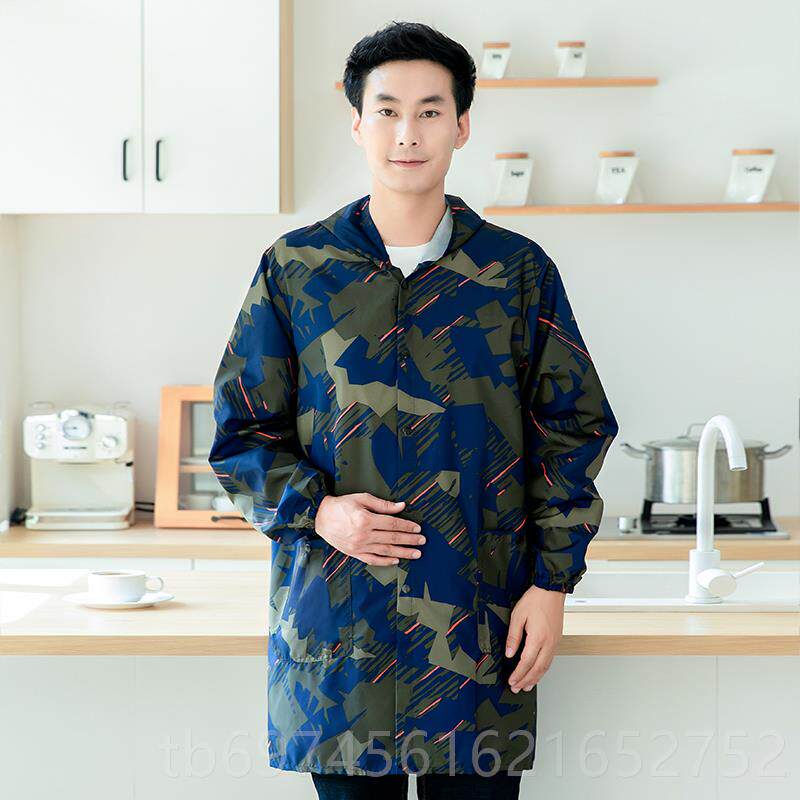 新款时尚长袖男款罩衣大围活裙厨家用人防水防油外房套干大褂工作