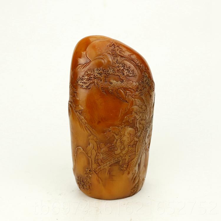 新款仿黄蜡 石黄龙玉奇饰石雕摆刻件 小石头山水摆件客厅家居装摆