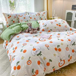 1.m 冬季 新款 品牌家棉纺全四件套加厚裸纯睡棉磨毛斜纹被套春秋8款