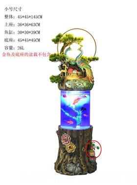 新款流水泉装假轻奢欧式鱼缸加湿山器开业客厅办公室摆件落地饰喷