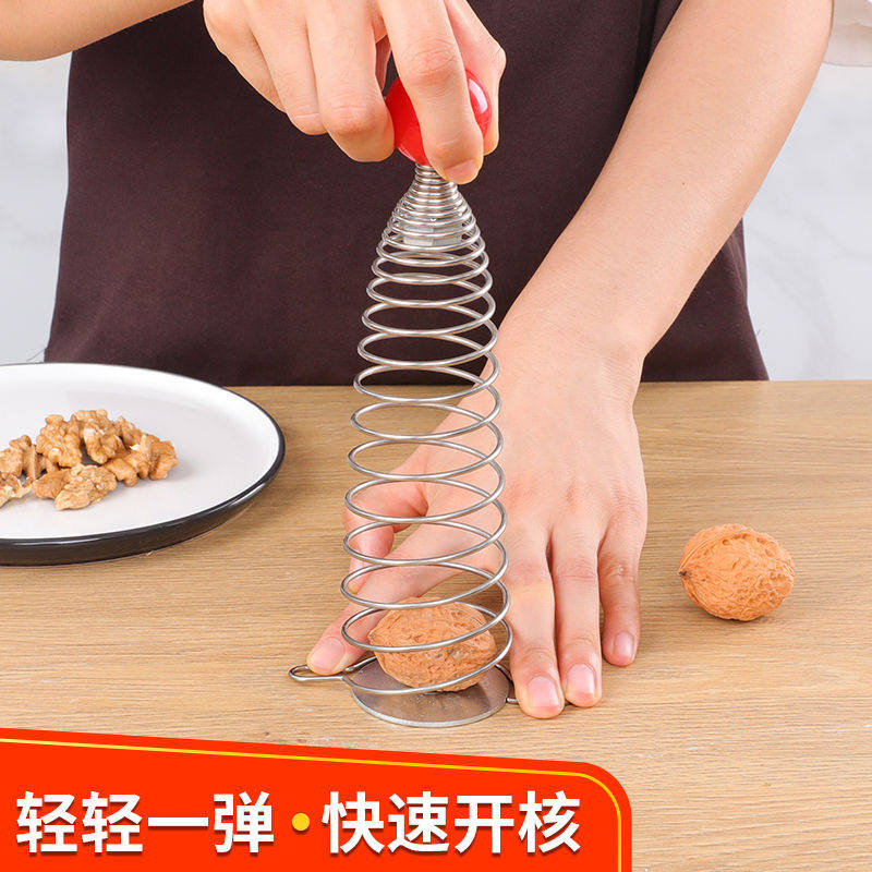 弹簧核桃夹不锈钢开壳神器大小山核桃夹子剥砸坚果碎壳器核桃工具