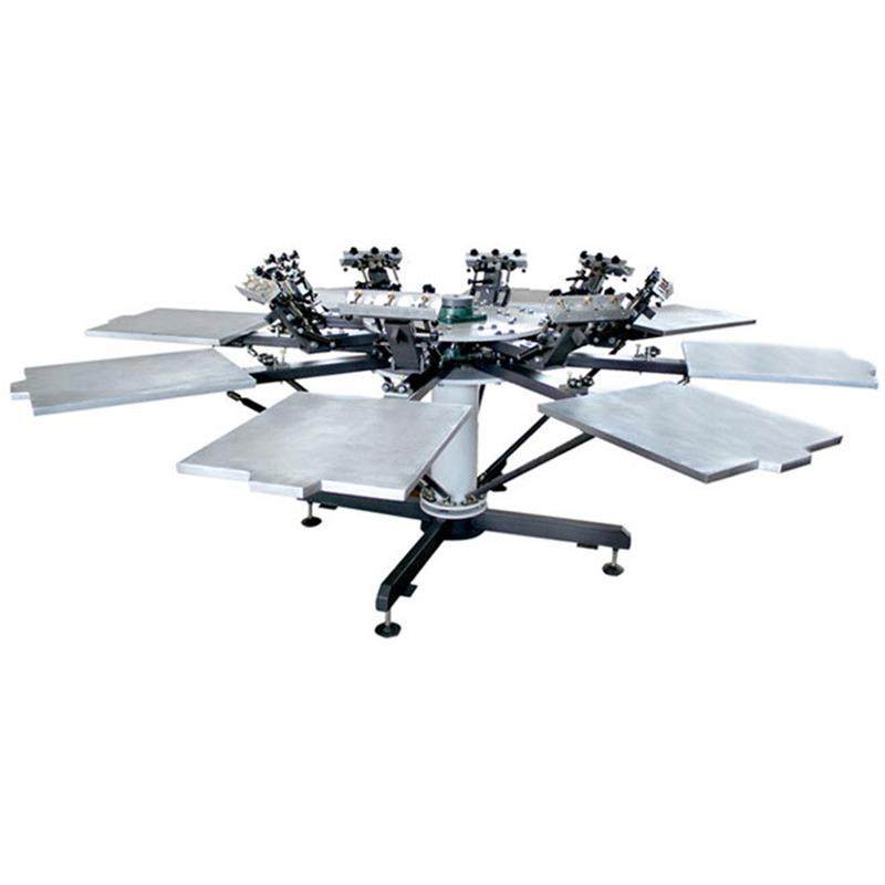 供应8色手动网印花机双轮转T恤丝网印花机