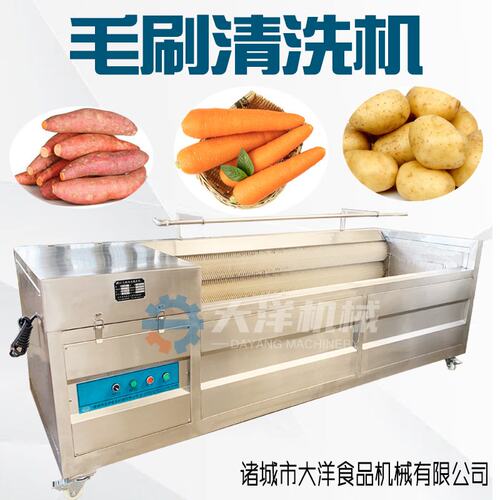 毛刷式土豆红薯去皮机不锈钢材质果蔬洗泥设备耐用毛刷紫薯去皮机