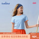 GooBeeFeel女童25夏季 T恤 卷边拼色短袖 新品 休闲A类中大童亲子短款