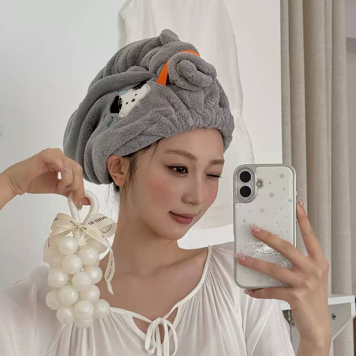 珊瑚绒干发帽女包头巾吸水速干