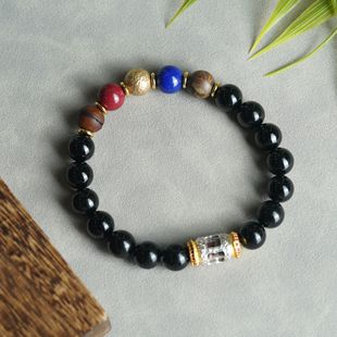 和田玉墨玉10mm 手串 迟锐x武当山 五行五炁朝元