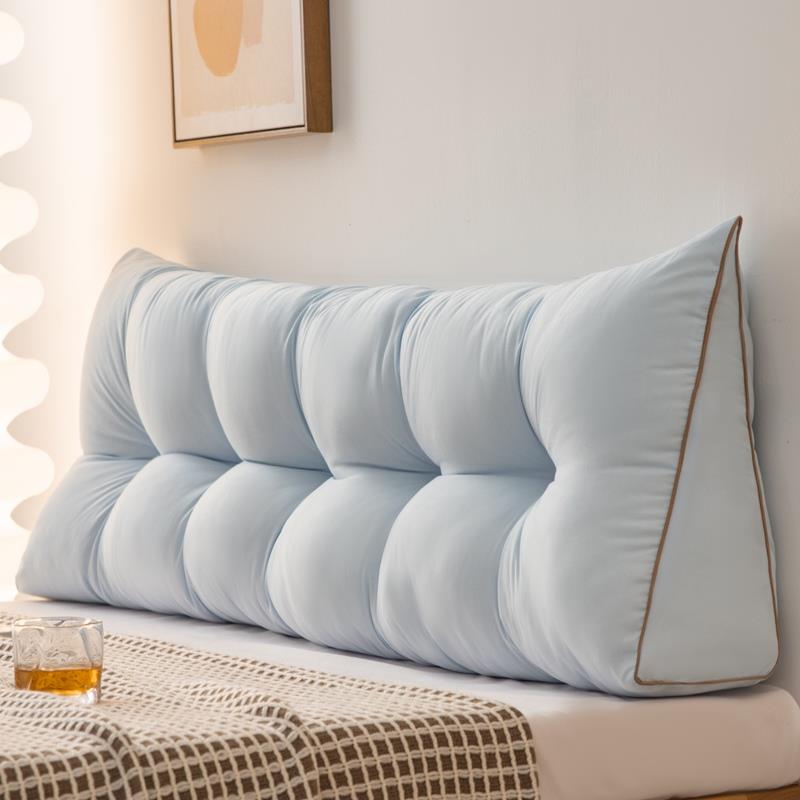 蓝灰日系床头靠枕韩版床上靠垫三角双人大靠背卧室榻榻米软包