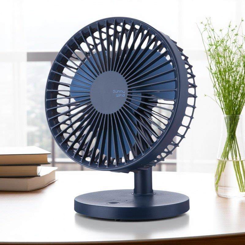 SunnyWind桌面大风力电风扇小型静音充电家用办公室学生宿舍台式