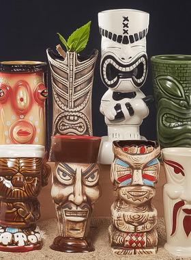 酒吧灵魂24款人面夏威夷风格个性特调鸡尾酒陶瓷杯tiki鸡尾酒杯