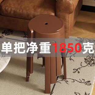塑料凳子家用加厚可叠放圆凳结实耐用餐桌高板凳来客备用风车胶凳