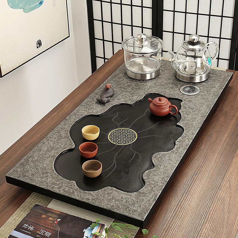 乌金石茶盘天然全自动电器茶具套装家用现代简约整块石材茶台茶海