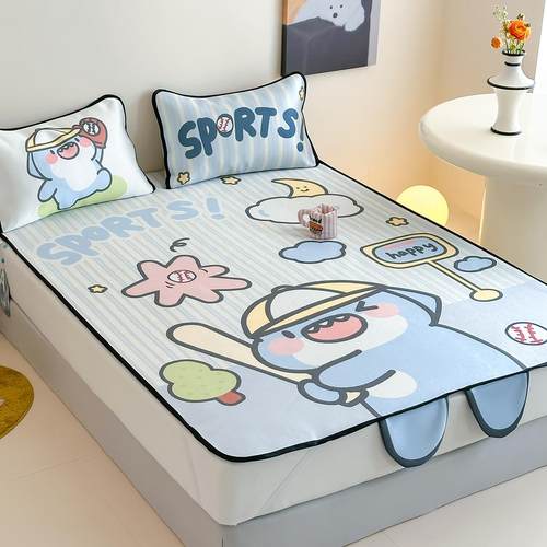 【富士商店】肥肥鲨凉感冰丝席立体凉席二三件套床笠款空调席子