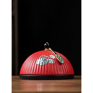 创意陶瓷烟灰缸家用客厅办公室防飞灰个性潮流装饰品摆件荷花新款