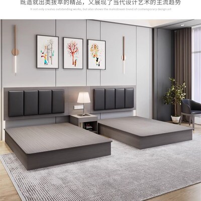 酒店家具标间全套床旅馆民宿公寓客房快捷宾馆出租房单间双床定制