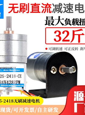 JGA25-2418微型直流无刷减速马达低速调速电机12v24v高速小电动机