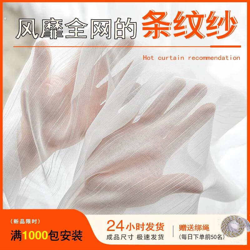 窗帘纱帘窗纱现代简约轻奢飘窗阳台客厅卧室透光白色纱帘2025新款