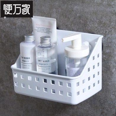 强力吸盘浴室置物架吸壁式卫生间厨房塑料置物架壁挂篮收纳架筐大